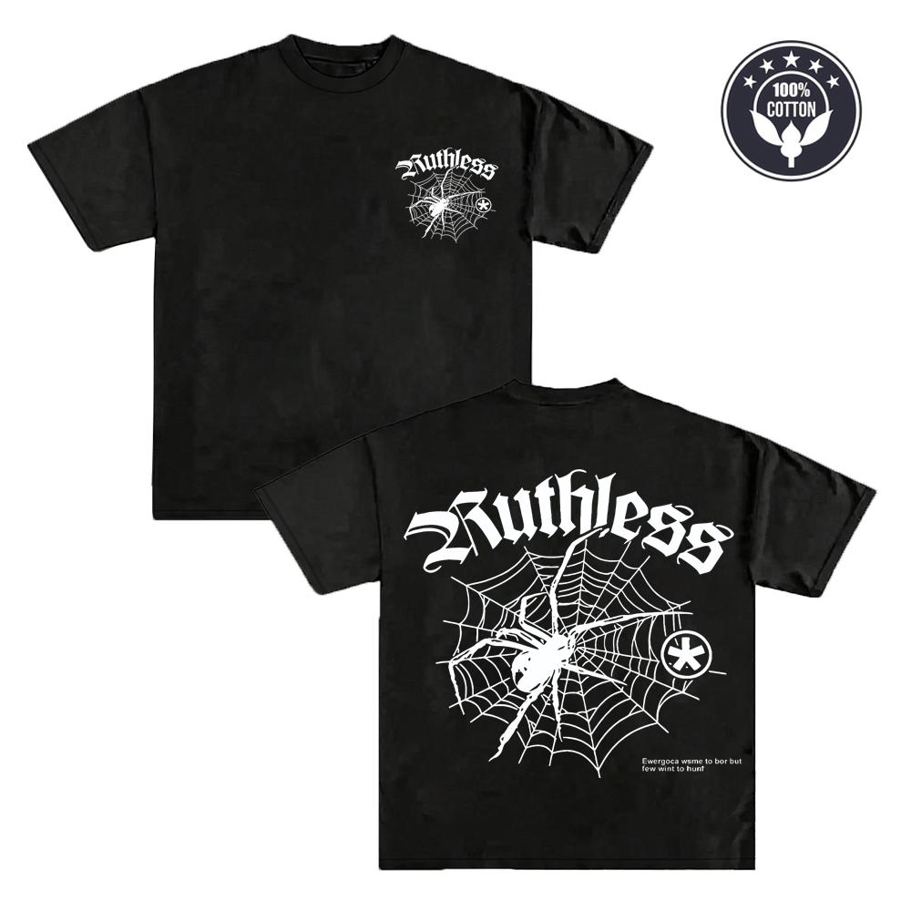 

Ruthless Spider Web Graphic T Shirt Men Hip Hop Oversized T-shirt Summer Streetwear Harajuku Gothic Punk Short Sleeve Tee S