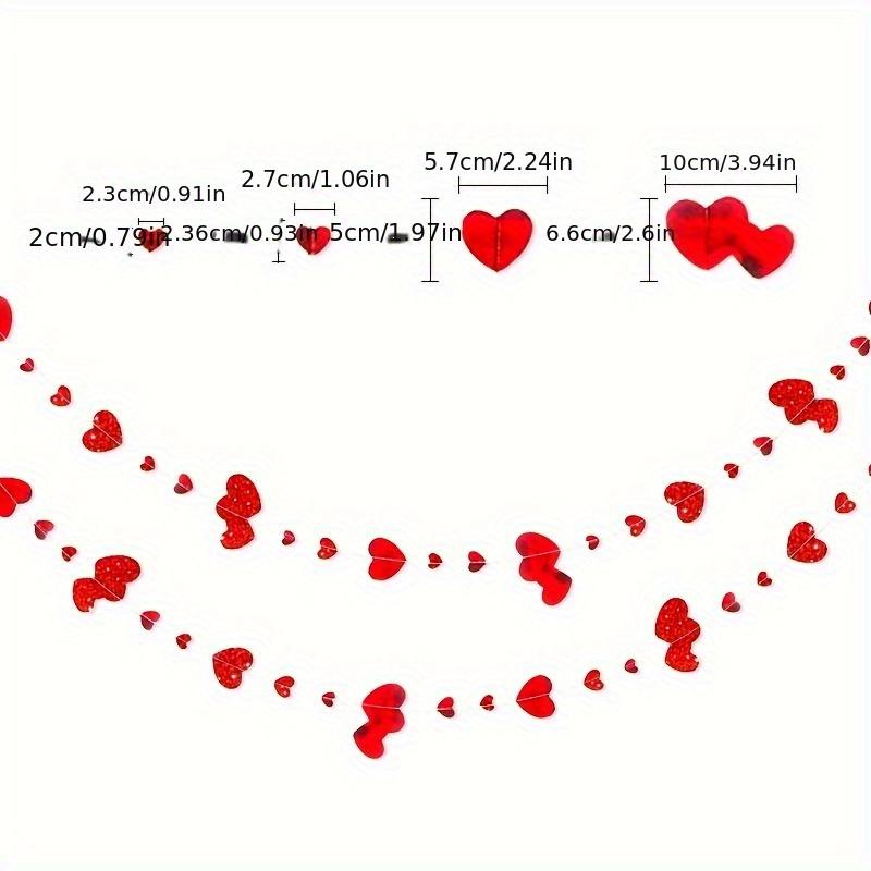 4M Glitter Red Wedding Decoratio Heart Banner Garlands Hanging Streamers for Anniversary Engagement Bridal Shower Birthday Party