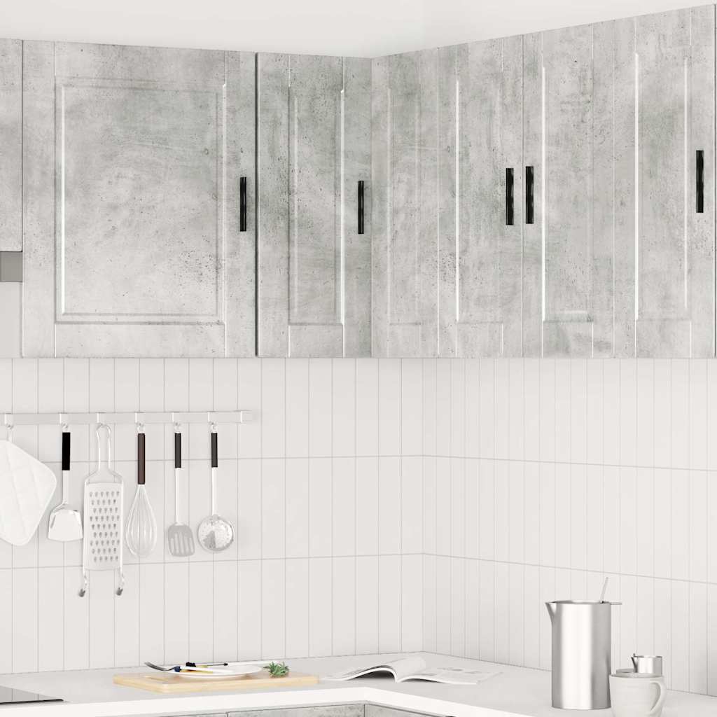 Porto Corner Wall Mounted Kitchen Cabinet In Concrete Grey Made of Wood Based Material