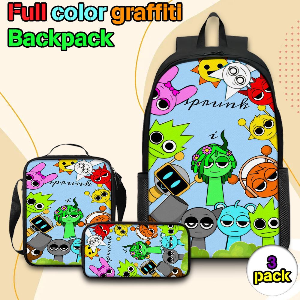 Sprunki Rhythm Box Backpack Primary School Third and Fourth Grades Lightweight Student School Bag L