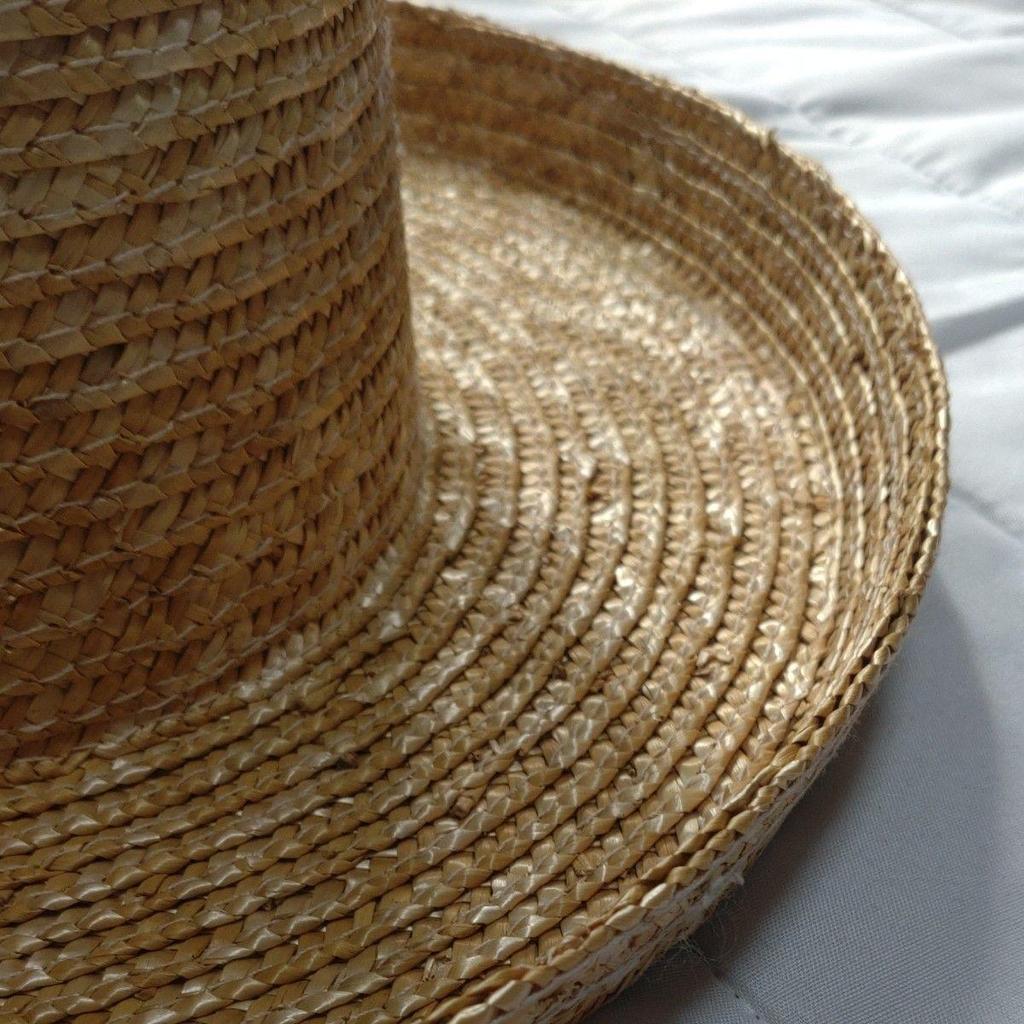 Used Straw hat Straw hat Boater hat Natural color