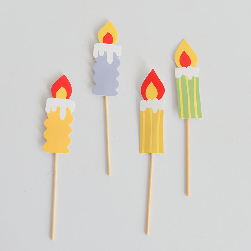 Cute Bear & Smiley Face Birthday Candle Inserts - Cartoon Cake Decorations for Kids