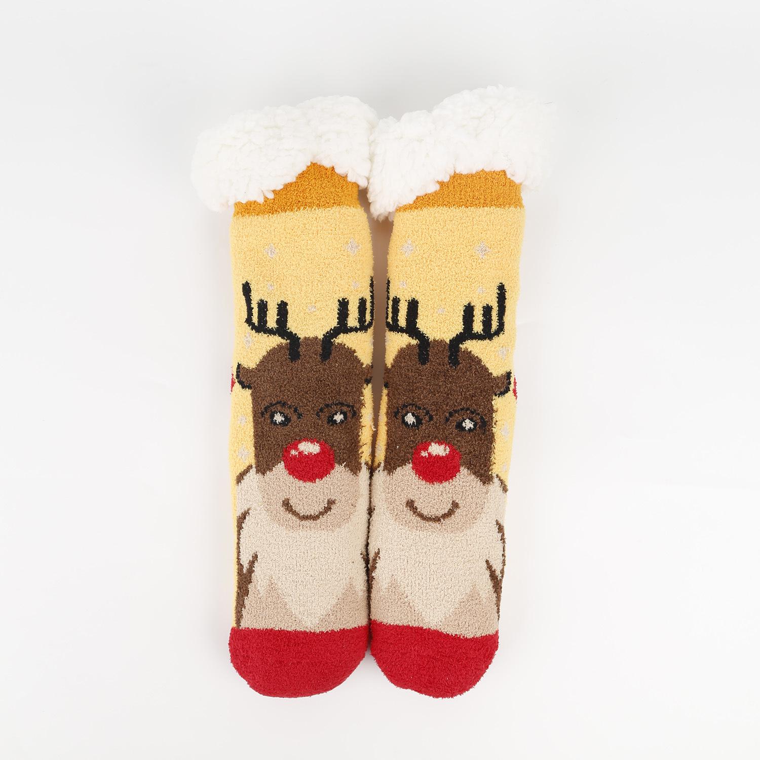 

Зимние носки для сна из кораллового флиса и овечьей шерсти - до середины икры, идеальны в качестве рождественских подарков One Size