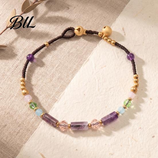 Lightweight Vacation Wrist Jewelry Bohemian Bracelet for Women, Handmade Bamboo Joint Beaded Flexible Woven Rope Stackable Bracelet, Ethnic Style Boho