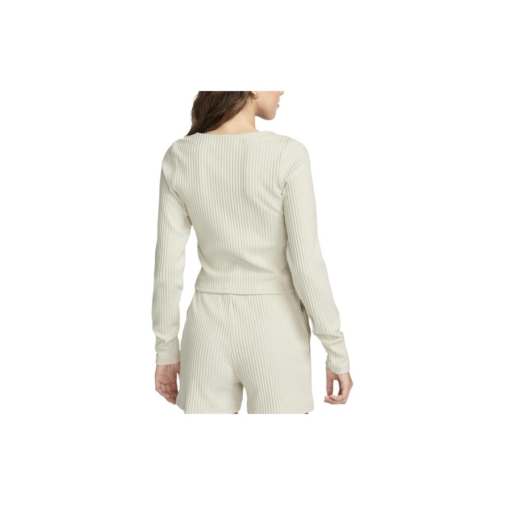 Nike Îmbrăcăminte Sport Cardigan Tricotat Relaxat Croială Subțire Culoare Uni Gât Rotund Mânecă Lungă Topuri Femei Culoare Light-Orewood-Brown FN3682-104