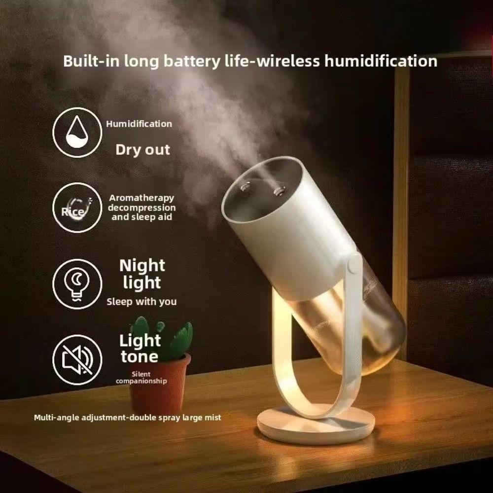 360° Drehbarer Mini-Luftbefeuchter 450ml Kabelloser Luftbefeuchter Desktop-Luftbefeuchter Nachtlicht