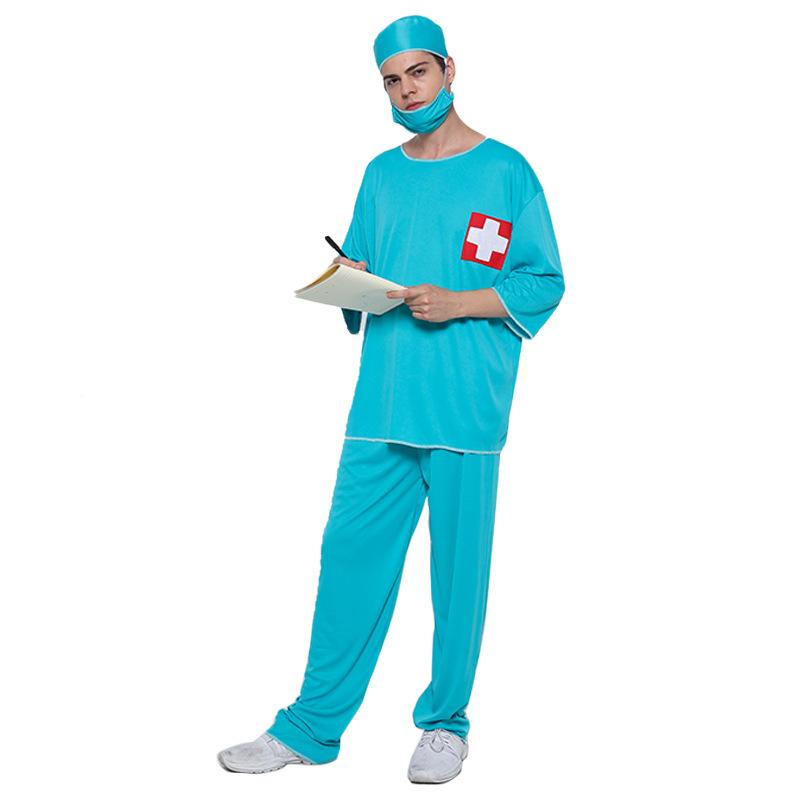 Halloween Party Play Costume Male Doctor Blue Surgical Costume Cosplay