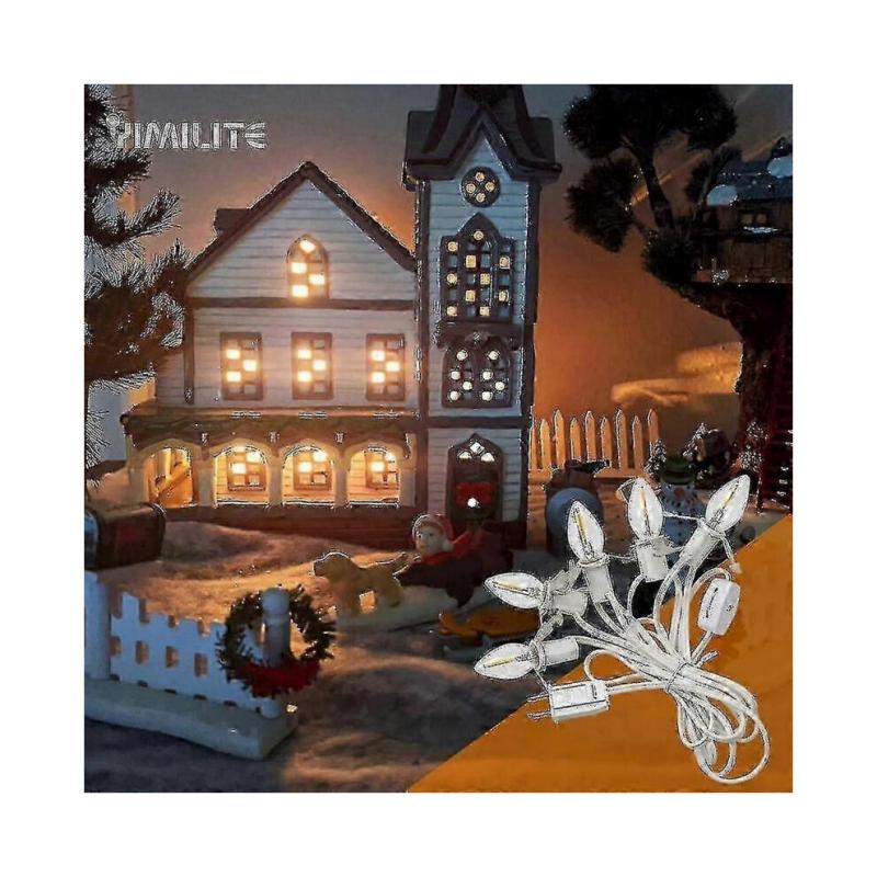 5 Base C7 String Bulbs Christmas Village Light Accessory Cord with 5 Led Light Bulb