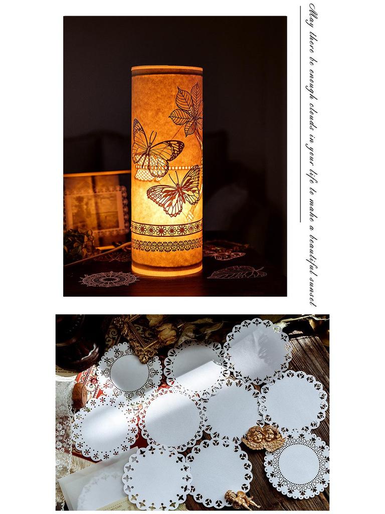 8 Styles Momo Hollow Lace Paper - Alice's Tea Party Scrapbook Diary Decorative Base Paper