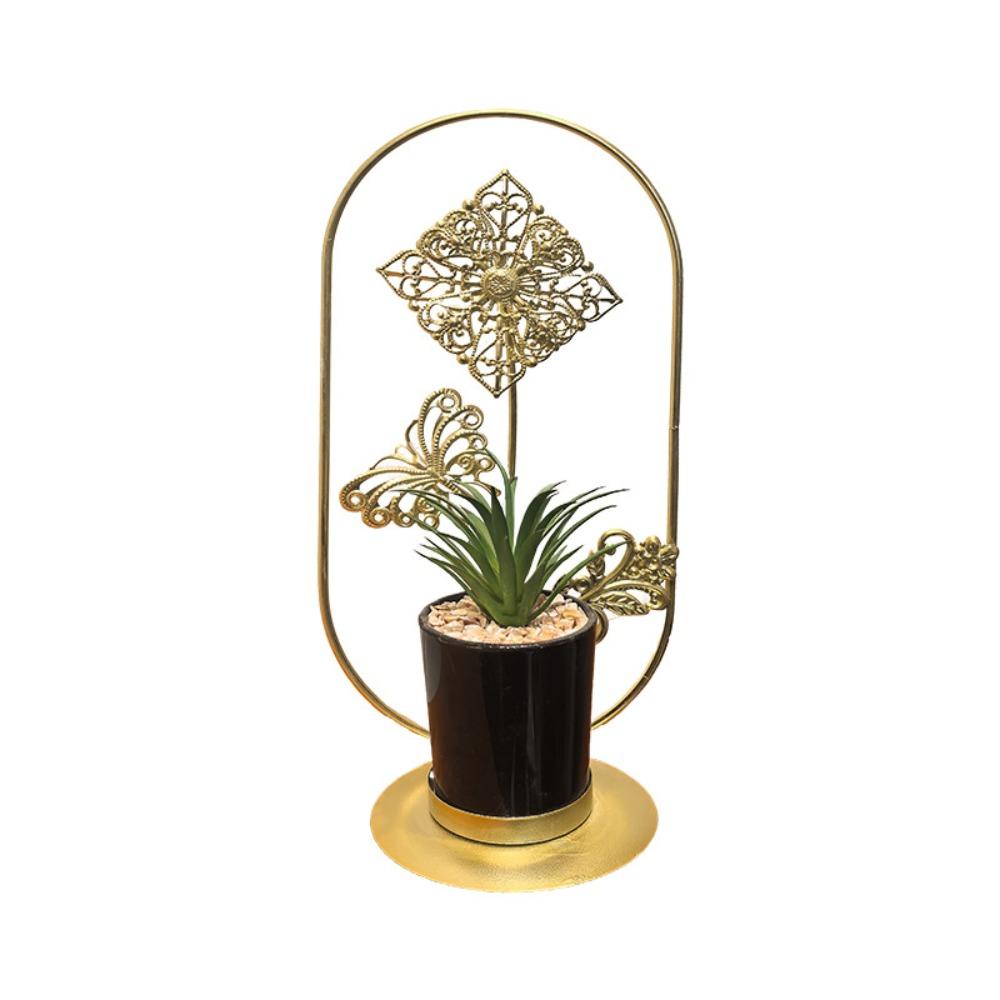 Creative Design Metal Potted Ornaments Glass Flower Pot Artificial Succulent  Living Room