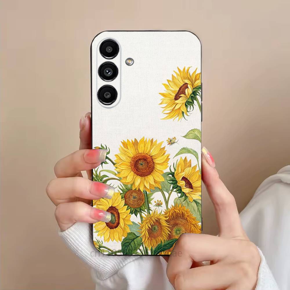 Sunflowers Printed  Phone Case For Samsung S25,24,21,22,23,S30,Ultra,S20,Plus,Fe,Lite,Note,S10,S9,Black Soft Shell