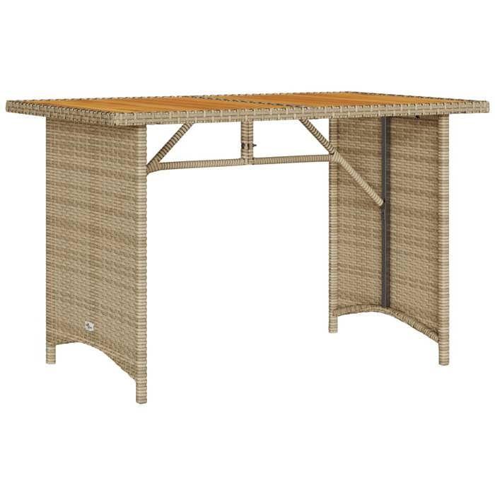 VidaXL Table de jardin avec dessus en bois noir 110x68x70 cm rotin, meuble de jardin, meuble d'extérieur, table, table à 366357