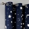Room Darkening Curtains with Silver Star Moon for Boys Nursery Bedroom Blackout Kids Curtain Grommet Thermal Insulating Drapes