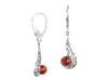 Silver Dangle Earrings with Amber English Clasp Oxidized Silver