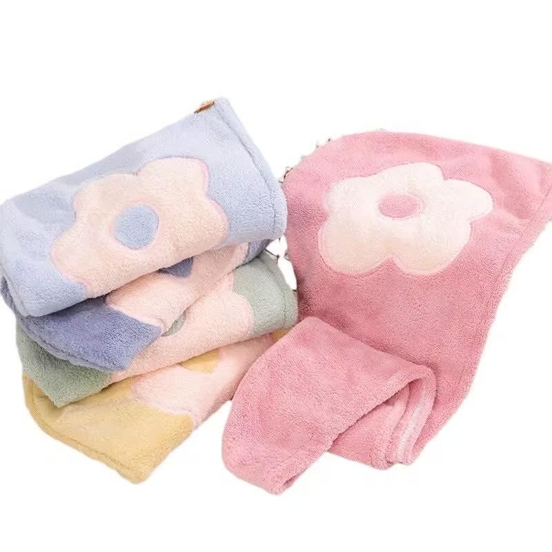 Magic Microfiber Shower Cap Embroidery Towel Bath Hats Dry Hair Cap Quick Drying Soft for Lady Turban Head