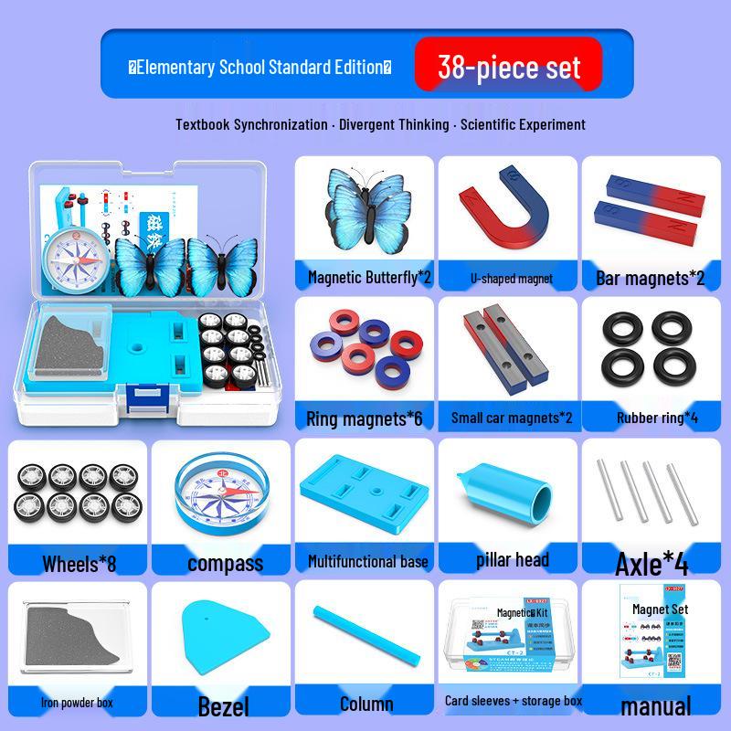Science Magnet Set for Grades 1-2: Iron-Attracting Magnets, Compasses, and Experiment Tools