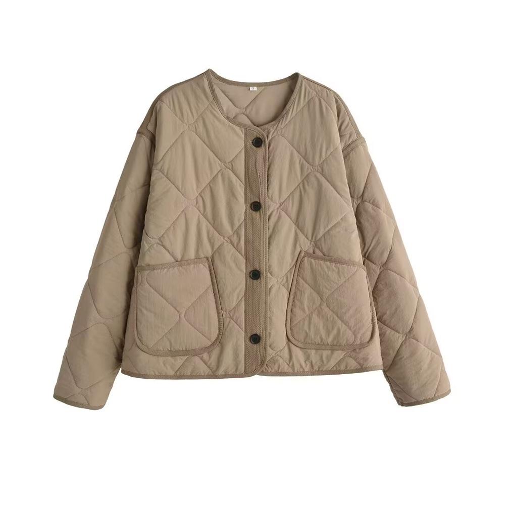 

PB&ZA2024 Women s Autumn/Winter European & American Style Camel Cotton Jacket Large