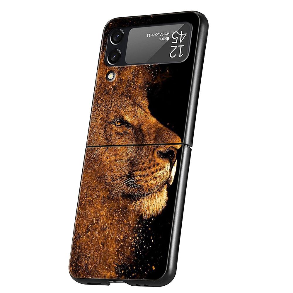 The Lion Hard PC Phone Case For Samsung Galaxy Z Flip 4 5 6 Transparent Cover For Galaxy Z Flip 3 Foldable Shockproof Cases Capa