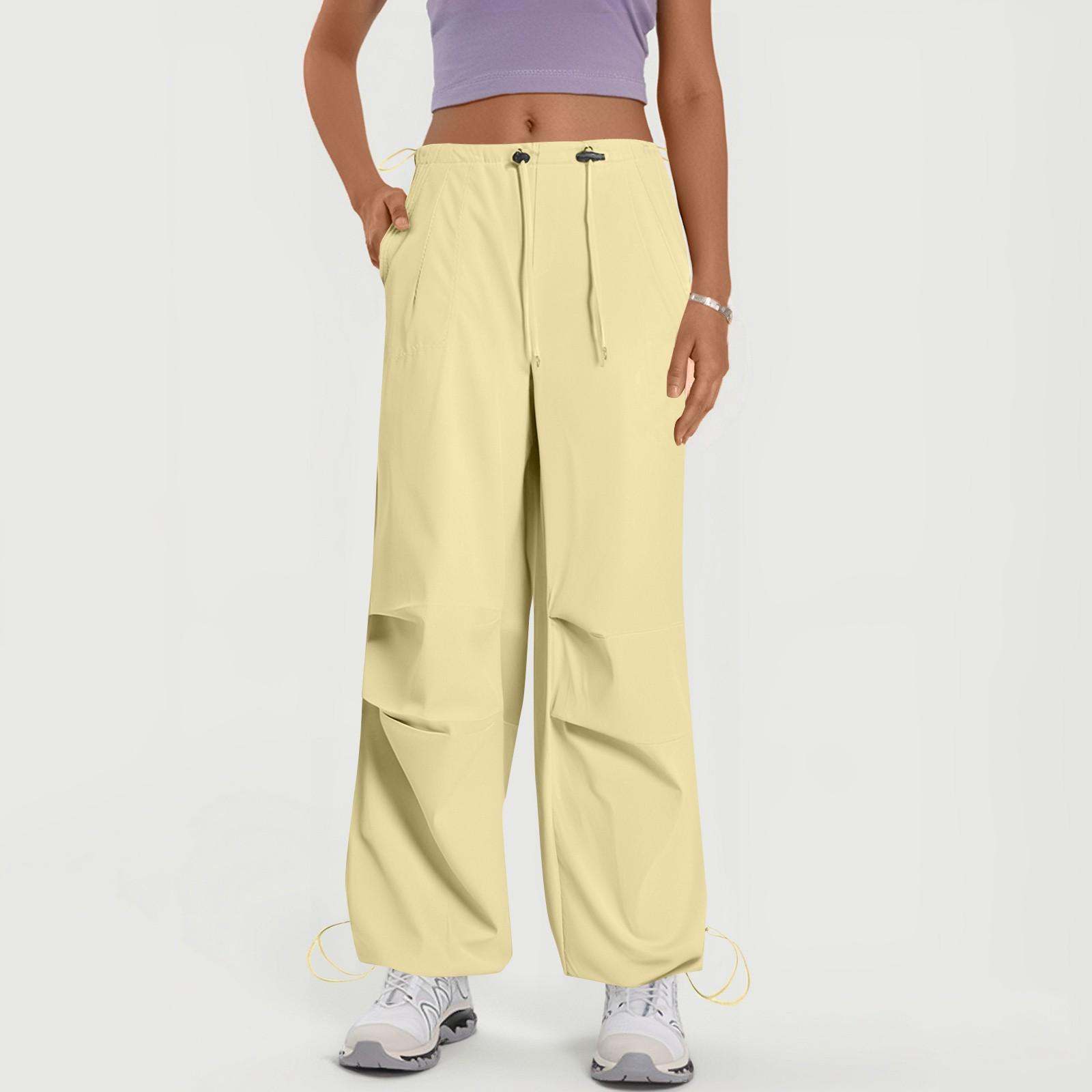 

Женские брюки с несколькими карманами, прямые, зауженные, моп-брюки с широкими штанинами, однотонные XL жёлтый