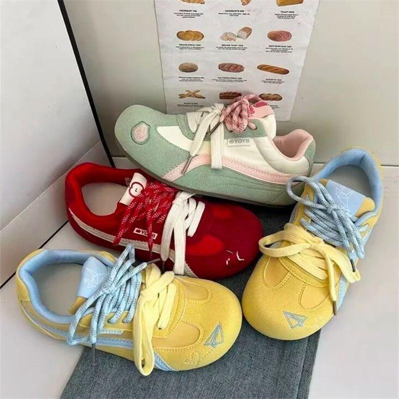 Damen-Rundzehenschuhe im Vintage-Stil, Modische Sportschuhe mit flachem Boden