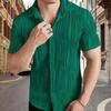 Men's Casual Breathable Solid Color Short Sleeved Shirt