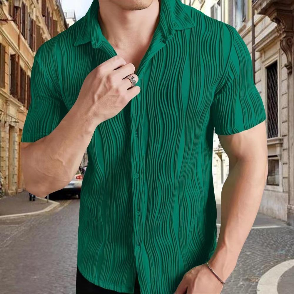 Men's Casual Breathable Solid Color Short Sleeved Shirt