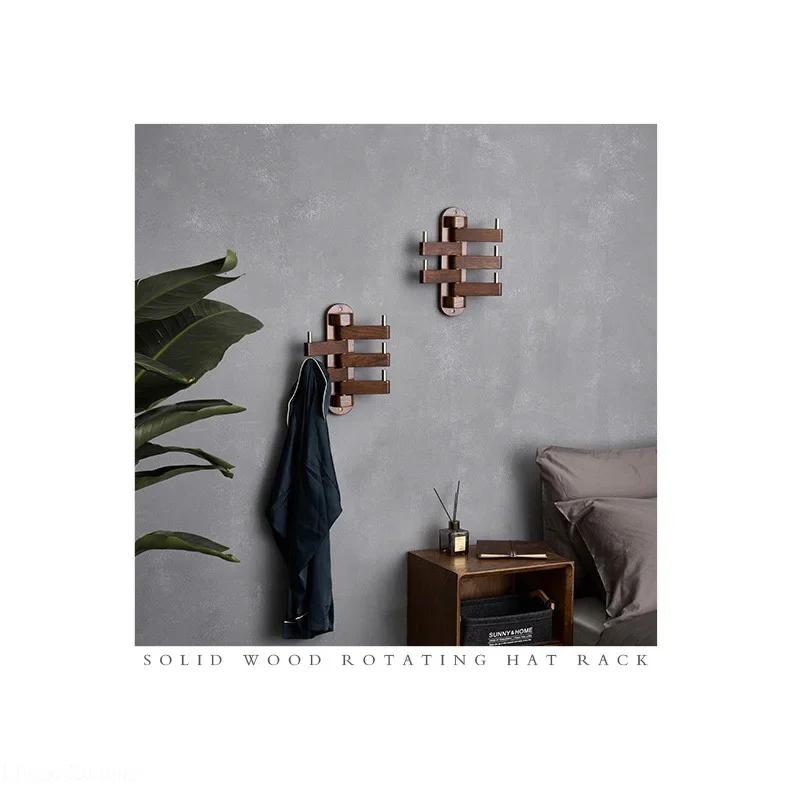 Wall Wood Coat Racks 5 Hooks Room Entrance Foldable Wall Mounted Clothes Racks Wardrobe Living Room Cabinets Hanging Accessories