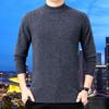 Men's Thick Round Neck Wool Sweater - Winter Knitwear for Middle-aged Men, Solid Color Base Layer