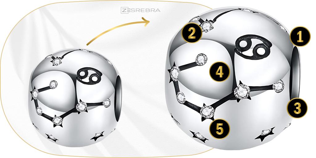 Charms 925 Zodiac Sign Cancer Constellation Pendant Pr 925 Bead