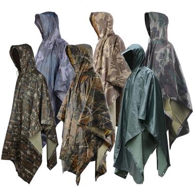Outdoor Camping Jungle Hunting 3 In 1 Tactics Camouflage Bionic Raincoat Poncho Backpack Rain Cover