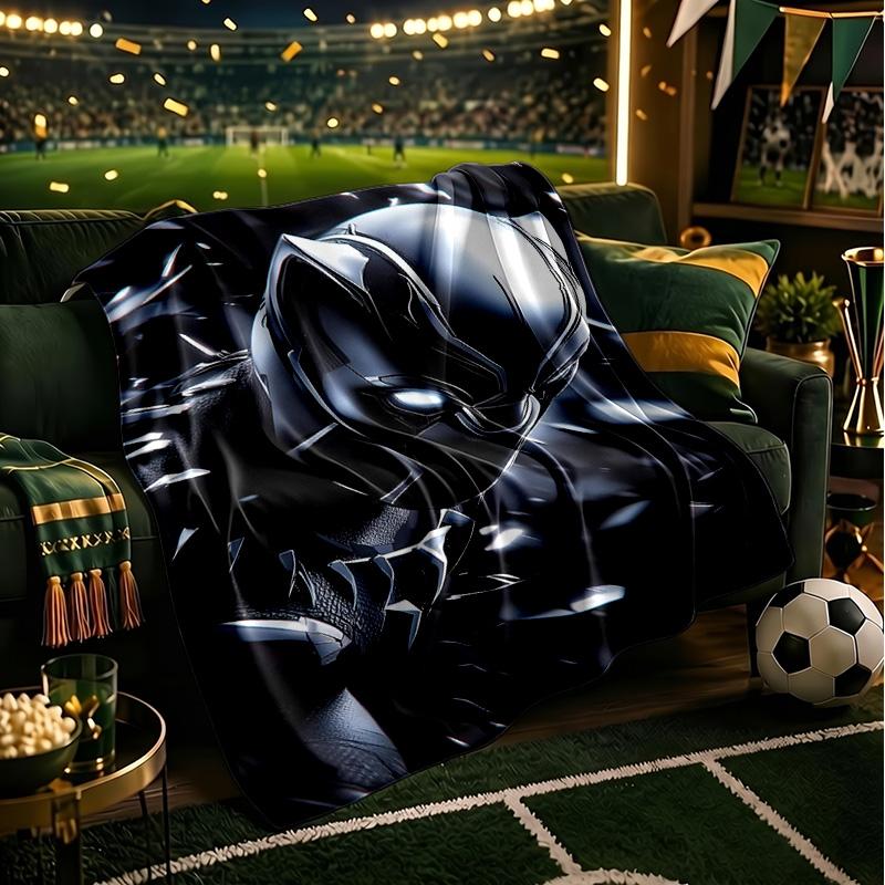 Black Panther Flight Throws Blanket Flannel Blankets Plush for Couch Bed Gifts for Men Women Travel picnic blanket Christmas fan gifts