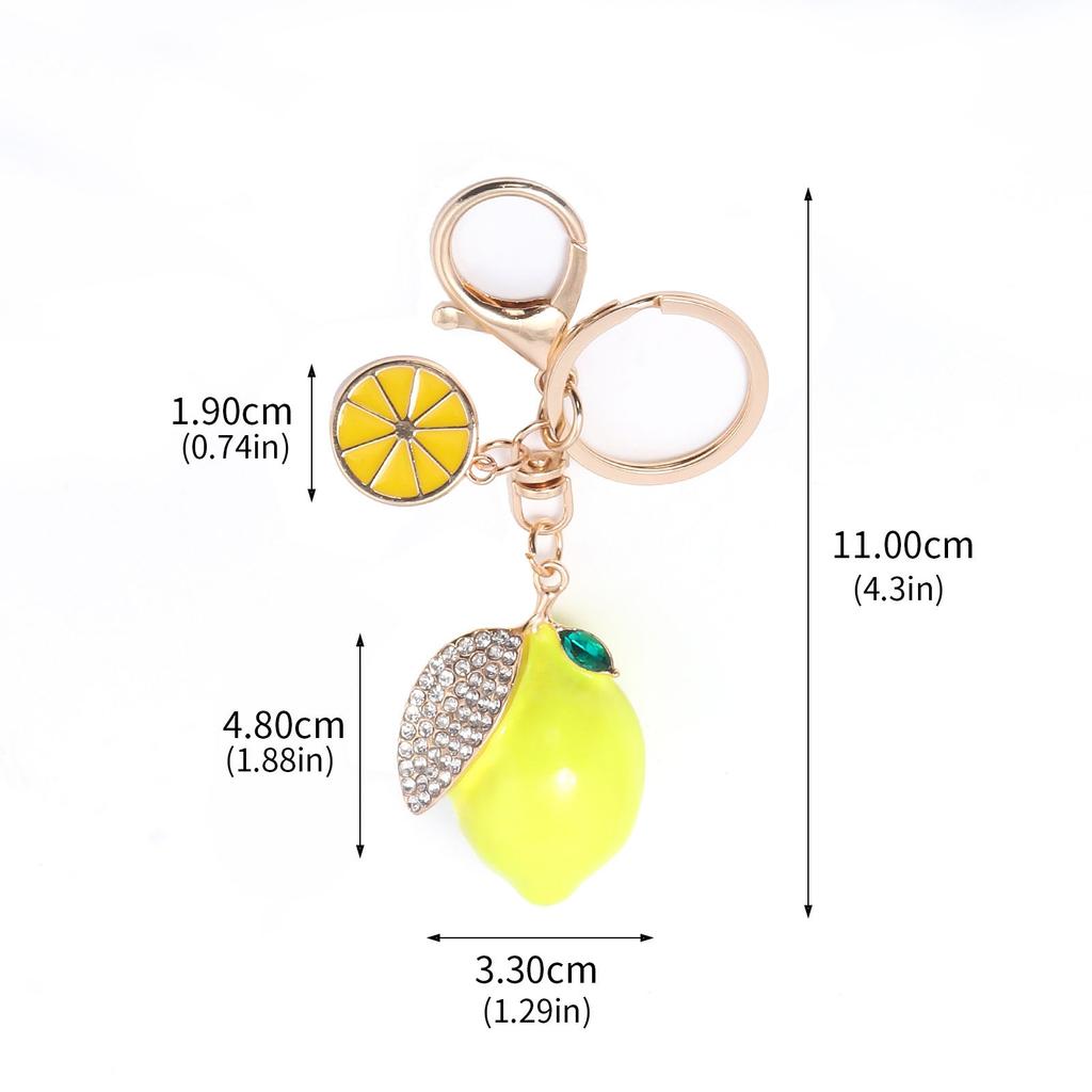 1/3Pcs Summer Style Alloy Rhinestone Lemon Keychain Bag Imitation 3D Fruit Ornament Key Ring Bag & Car Decoration