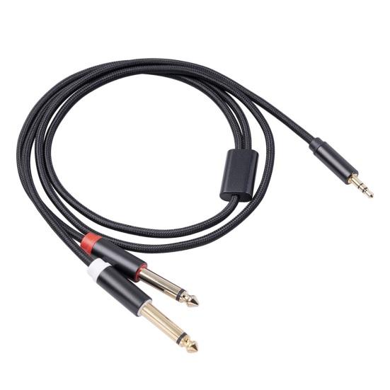 Audiokabel 3,5 mm auf Dual 6,35 mm 1/4 Zoll Stereo Splitterkabel Verstärkeranschluss Audiokabel für PC Laptop Verstärker Mischpult Lautsprecher