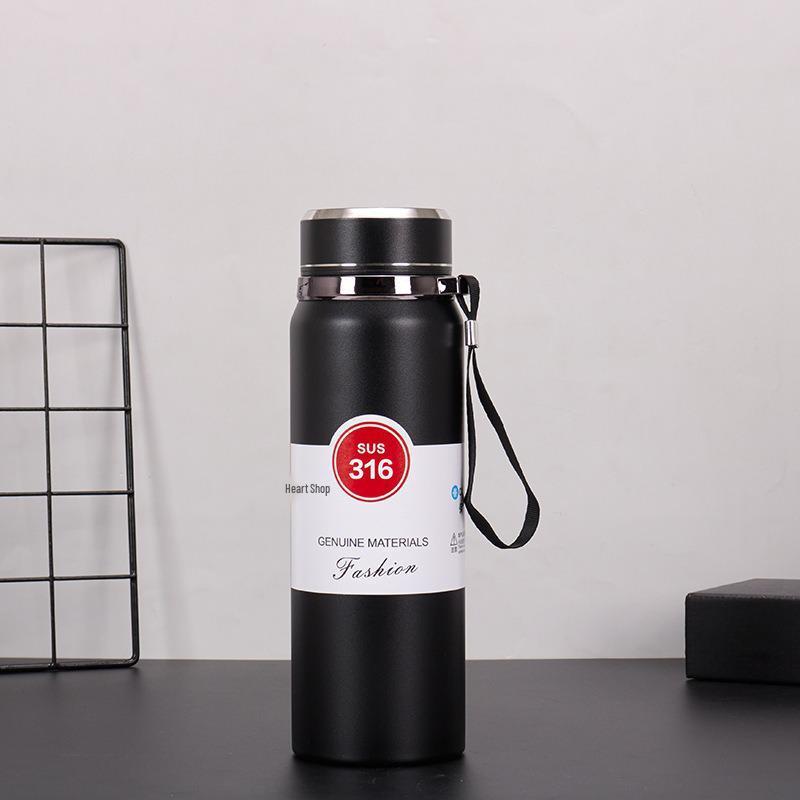 Stainless Steel Solar Thermos Cup with Lanyard - Large Capacity, Portable, Insulated for Outdoor Sports and Car Use