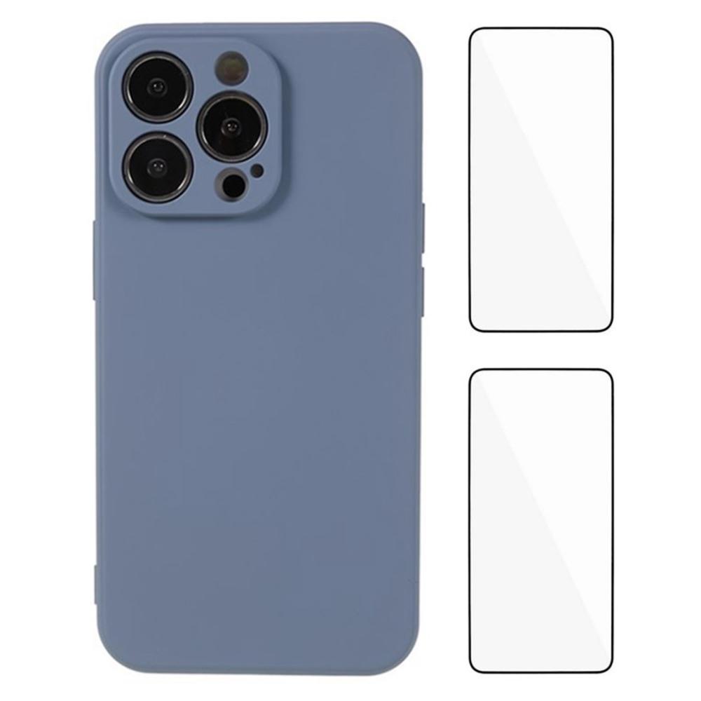 

Серия WANLONFENG RB3 Чехол для iPhone 13 Pro с 2 шт. защитной пленкой, Точное отверстие для объектива Мягкая задняя крышка телефона из ТПУ Lavender Grey