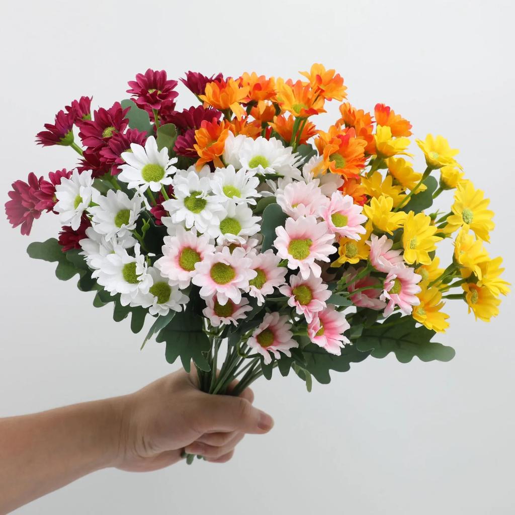 21 Heads Autumn Silk Daisy Bouquet Christmas Decorations Vase for Home Wedding Decorative Household Products Artificial Flowers