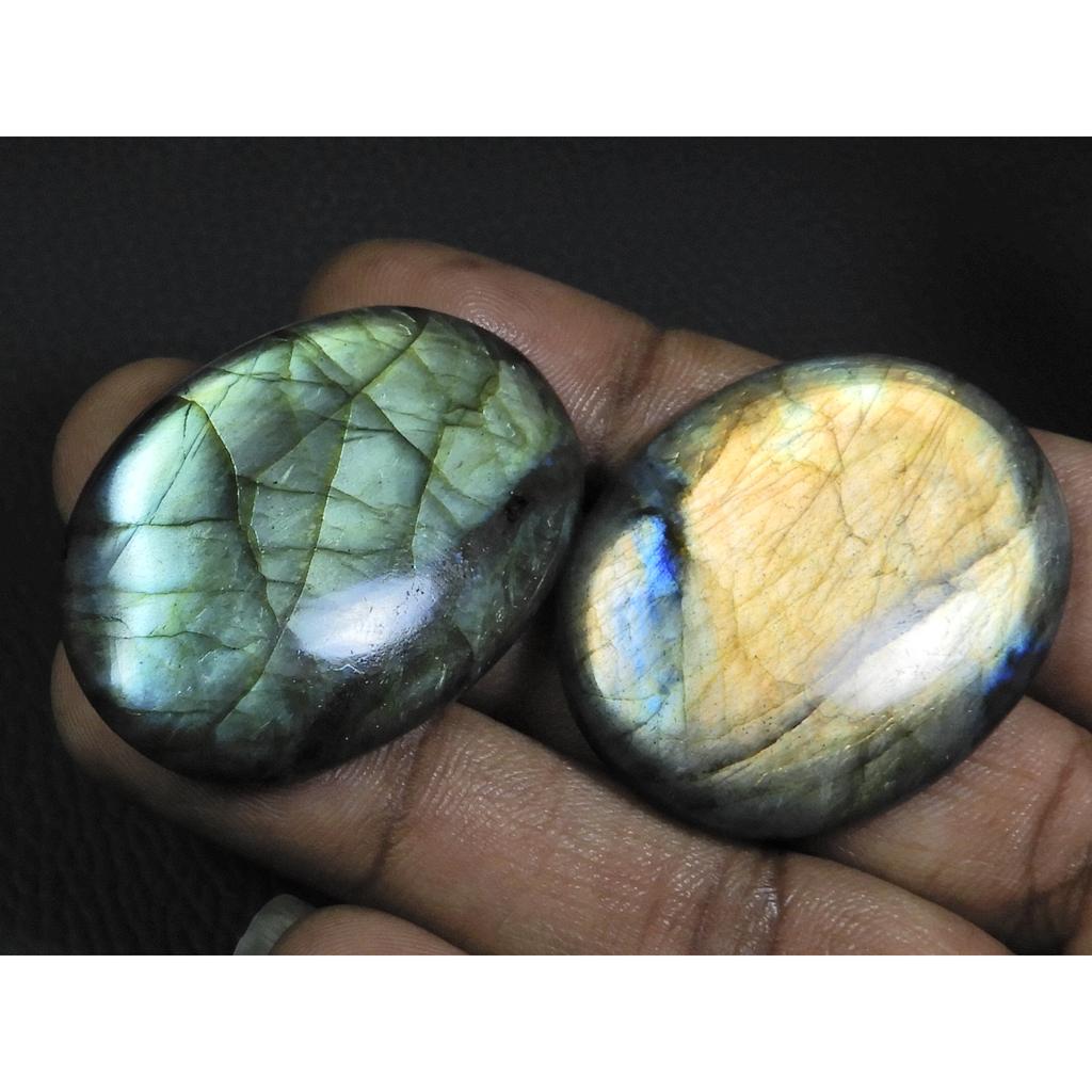 31X41-28X43MM Natural Labradorite Multi Oval Cabochon 2Pcs Gemstone 151Cts. B-150