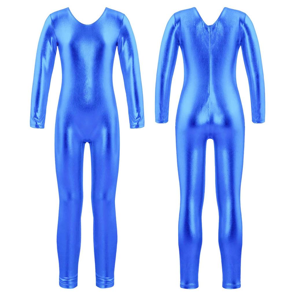 Kids Ballet Gymnastics Unitard Girls Long Sleeve Round Neck Leotard Dance Catsuit Bodysuit Dancewear