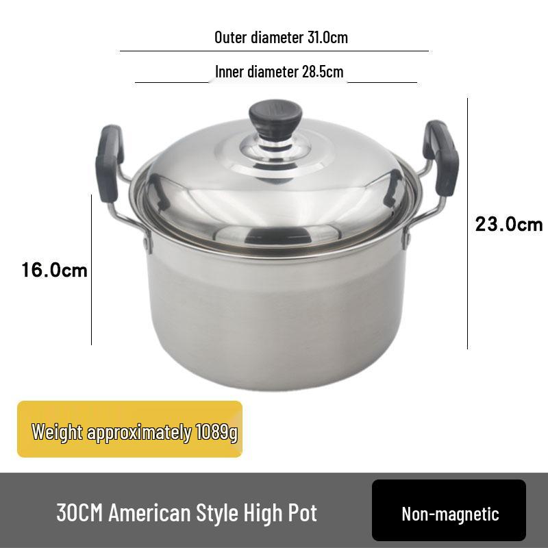 American Style Tall Stainless Steel Thickened Soup Pot, Large Capacity Stew Pot for Home