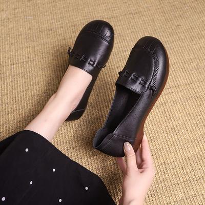 Comfortable and Not Tired Feet Retro Soft-soled Single Shoes Women's 2024 Autumn New One-pedal Flat Bottom Round Head Mother Small Leather Shoes