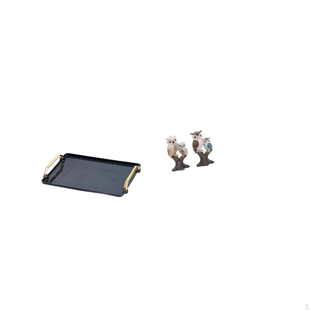 Elegant Owl Rectangular Serving Tray Table Organizer for Homes Hotels Featuring Realistic Animal