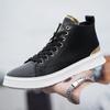 Fashion Fashion Men's Casual Leather High Top Shoes Simple Male Ankle Boots Lace-up Ventilate Motorcycle Boots Leisure Walk Basic Shoes