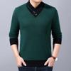Men Sweater V Neck Knitted Contrast Colors Loose Spring Sweater for Daily Wear