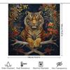 Gold Tiger Shower Curtain: Floral Print Bathroom Decor For Home Decoration Modern Style Animal Motif Window Covering Waterproof