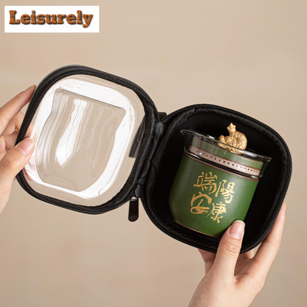 Cestovní čajová souprava pro Dračí lodě Starožitná 1 konvička 2 šálky Vaření čaje Kempování Přenosná čajová souprava Taška Tote Příslušenství Dekorace