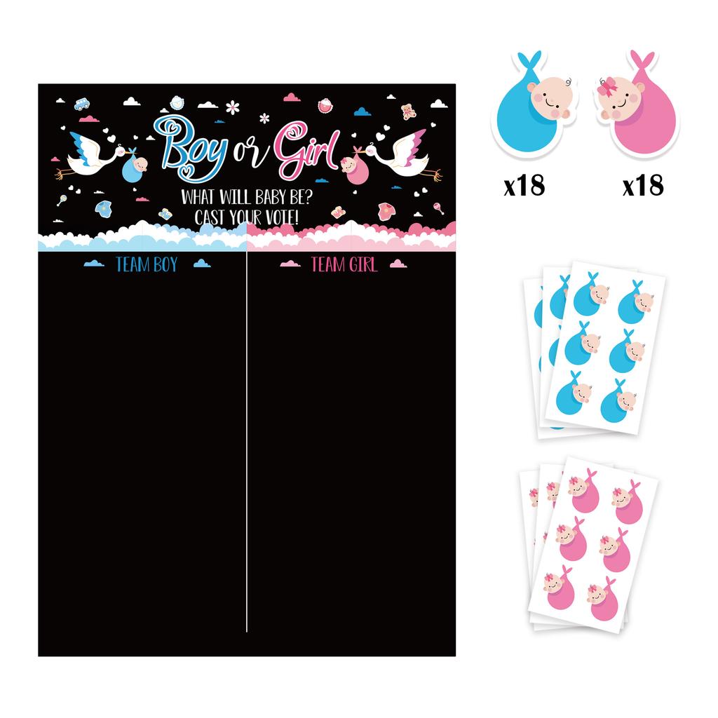 Baby Reveal Party Game Card Set - Gender Prediction & Baby Shower Activity Games for Birthday Party Including 'Baby Bingo'