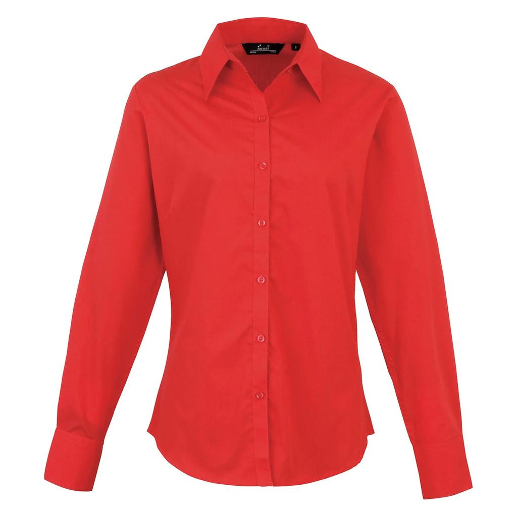 Premier Womens/Ladies Poplin Long-Sleeved Blouse