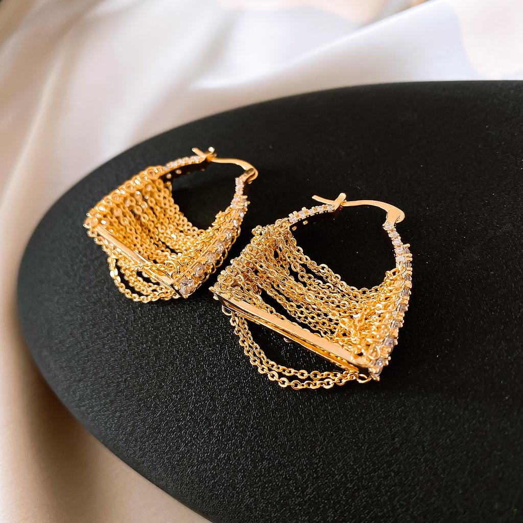 Geometric Double-layer Earrings, European and American Personality Trend Earrings, Casual Versatile Earrings, Niche