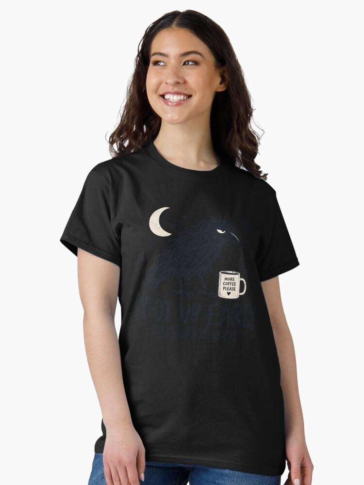 Worms I Got Up Early There Was No Worm, Funny Crow Quote, Sarcastic Raven Humor, Morning Person Joke, Bird Lover Gift Classic T-Shirt