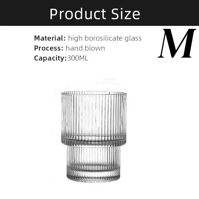 200/300/400ml Stripe Glass Coffee Cups Simple Transparent Water Cup Mug Household Party Bar Juice Milk Whiskey Juice Glassware